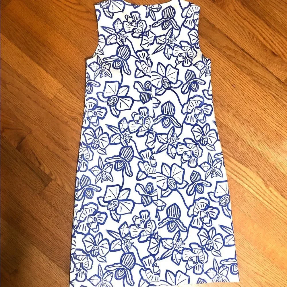 Persifor Margot Shift Dress Blue White Floral Cotton XS
